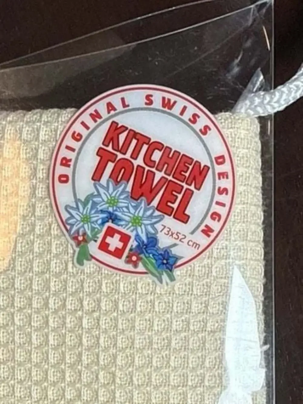 Switzerland Embroidered St. Bernard Waffle Weave Kitchen Towel Sealed